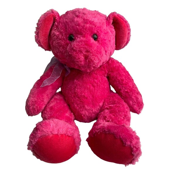 RUSS BERRIE VENUS Pink￼ Plush Bear Stuffed Animal Toy Purple Sheer Bow Vintage - Picture 13 of 13